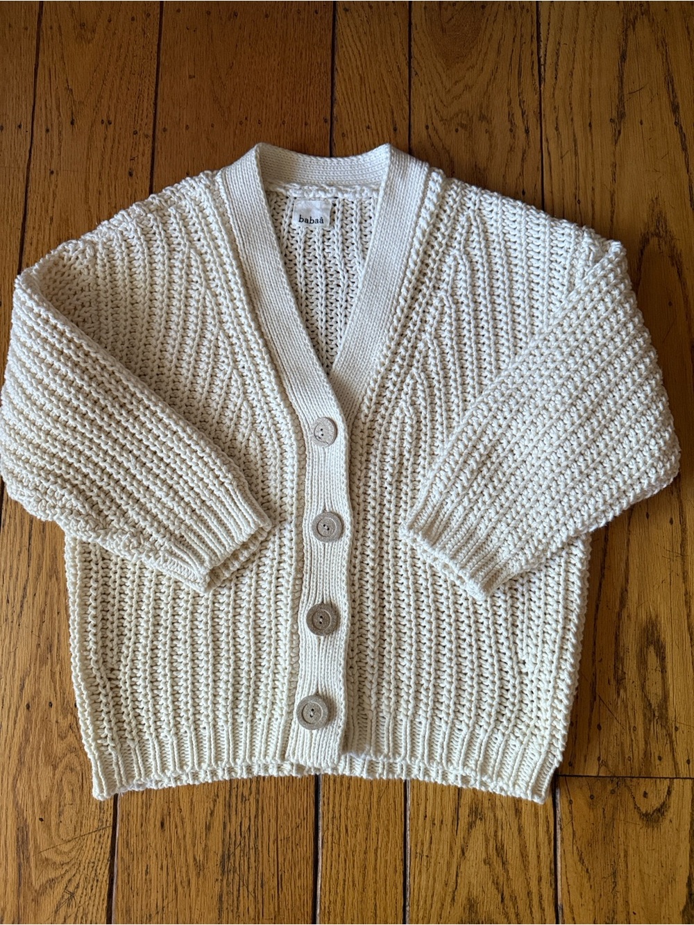 Babaa No 18 Chunky knit cardigan in natural